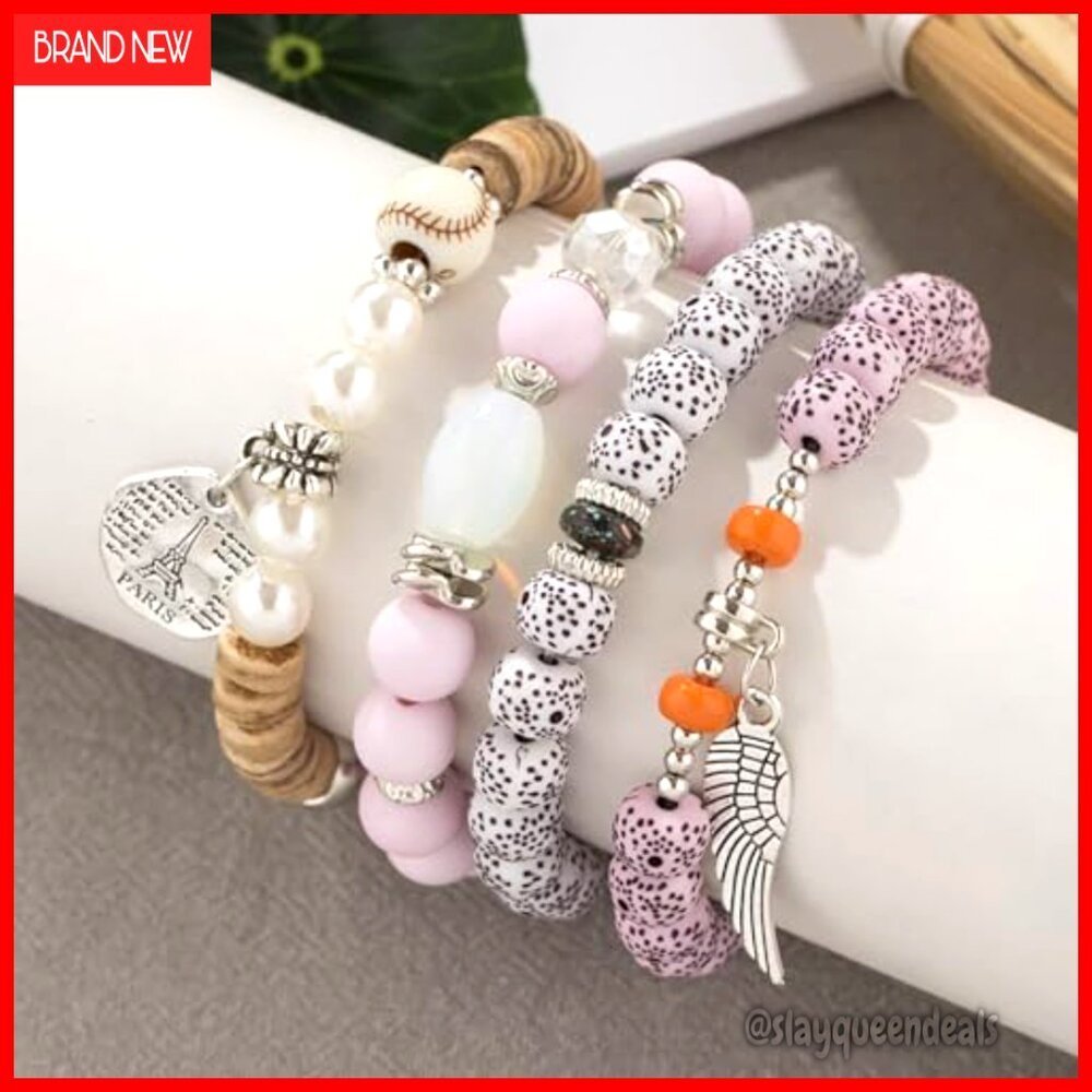 Cat Ear Hat Fingerless Gloves Stackable Bracelets… - image 6